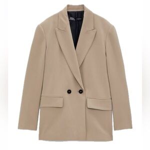 ZARA OVERSIZED DOUBLE BREASTED BEIGE BLAZER